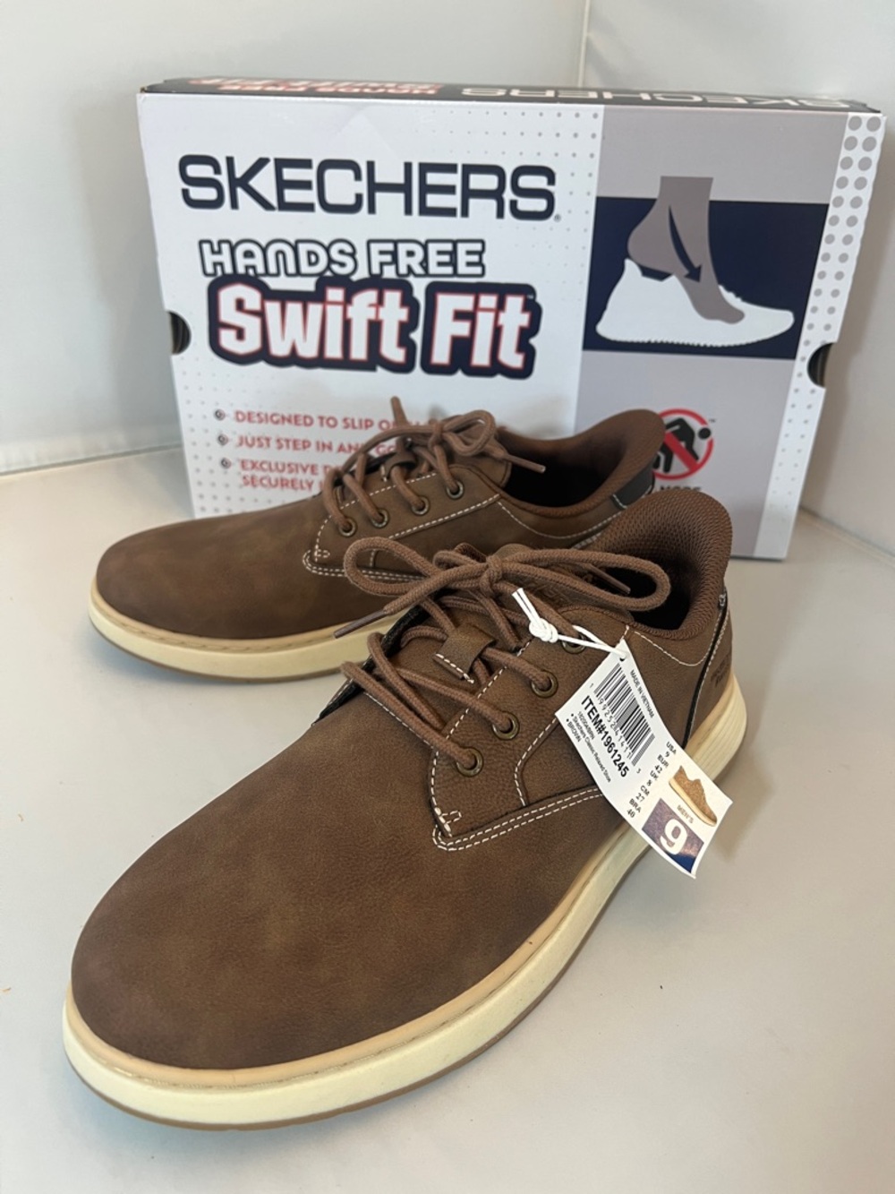 Skechers Swift Fit Brown Lace-Up Men's Casual Loafers